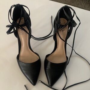 Vince Camuto Black Pointed Lace-Up Pumps